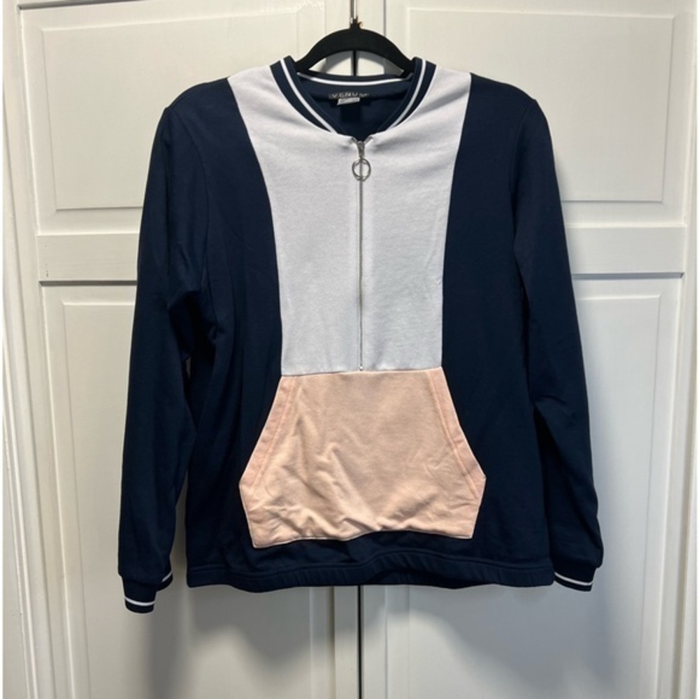 Venus 1/2 Zip Pullover Size Women’s Large Color Navy, White And Blush Pink